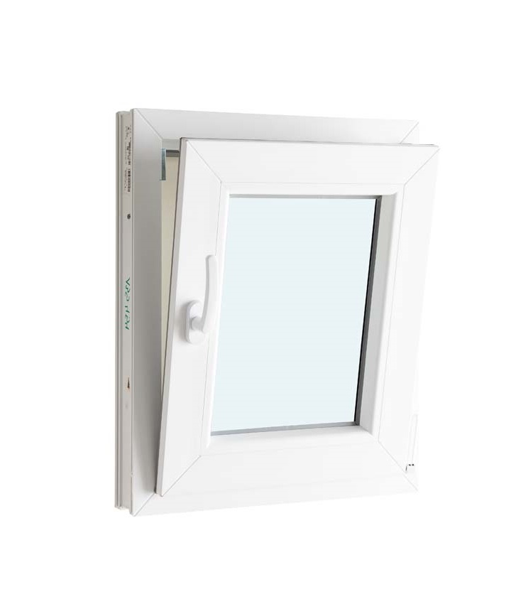 1-VL draaikiepraam pvc wit budget mat glas B500XH600 mm rechts