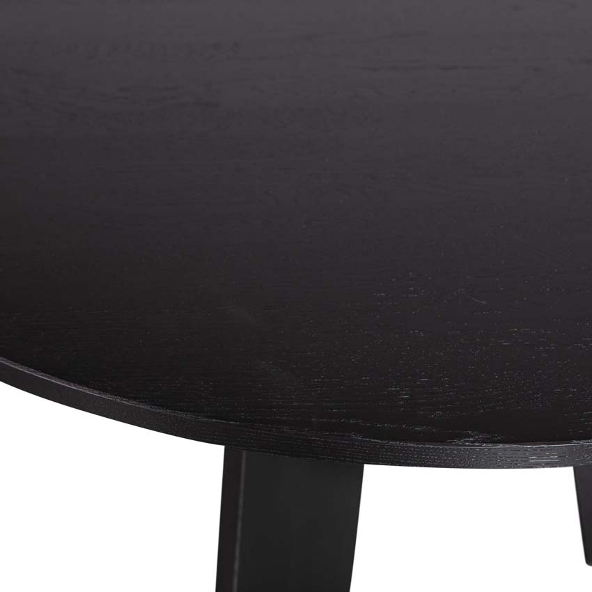 Table Fritz en chêne ronde noire Ø129cm