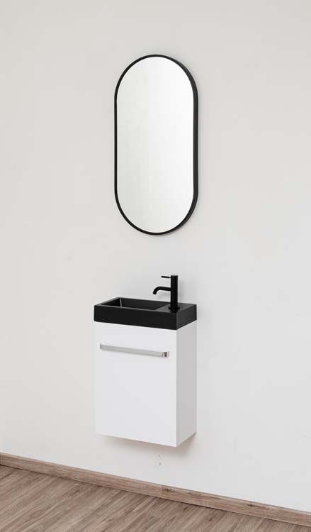 Meuble Brian blanc mat 400 mm lavabo noir mat