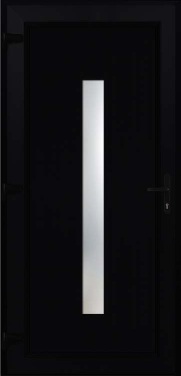 Porte extérieure verre vertical PVC noire G vitrage mat 980x2180mm