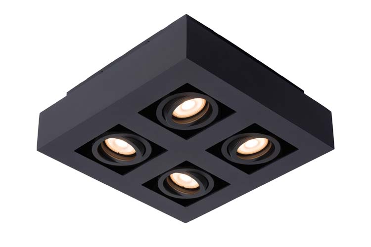 XIRAX - Spot plafond - LED Dim to warm - GU10 - 4x5W 2200K/3000K - Noir