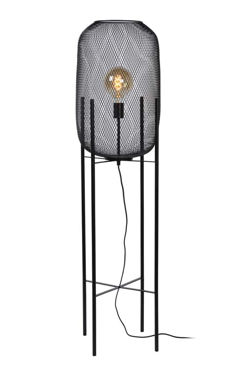 Lucide MESH - Vloerlamp - Ø 39 cm - E27 - Zwart