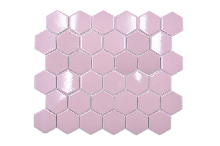 Mosaïque hexagone vieux rose gloss 32,5 x 28,1 cm