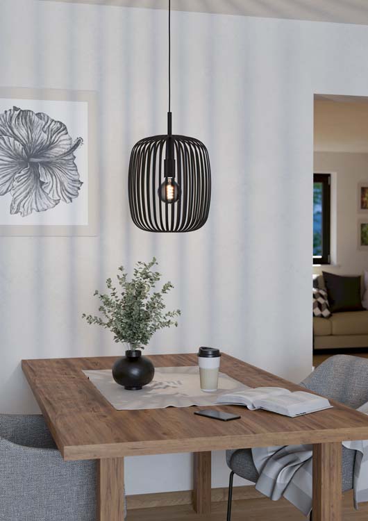 Lampe suspendue Roma E27 noir