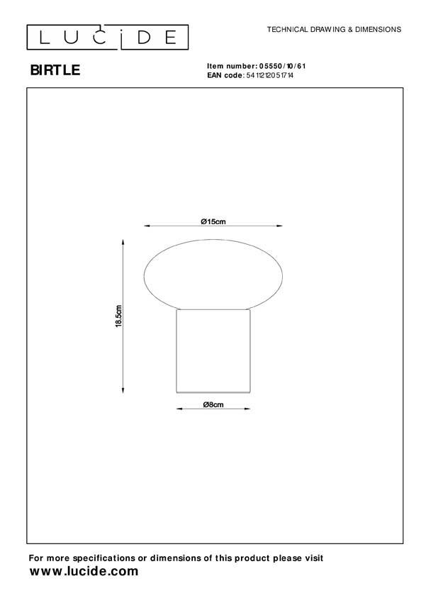 Lucide BIRTLE - Lampe de table - 1xE14 - Opalin