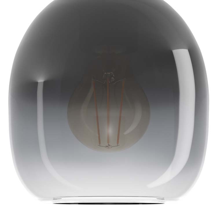 Lampe murale noir-bois verre gris fumé E27