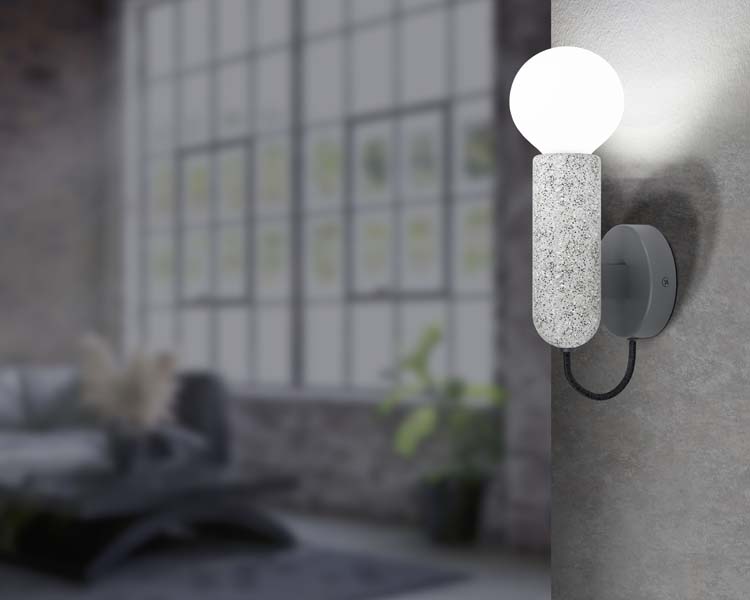 Applique murale E27 gris look béton h20.5cm LED excl