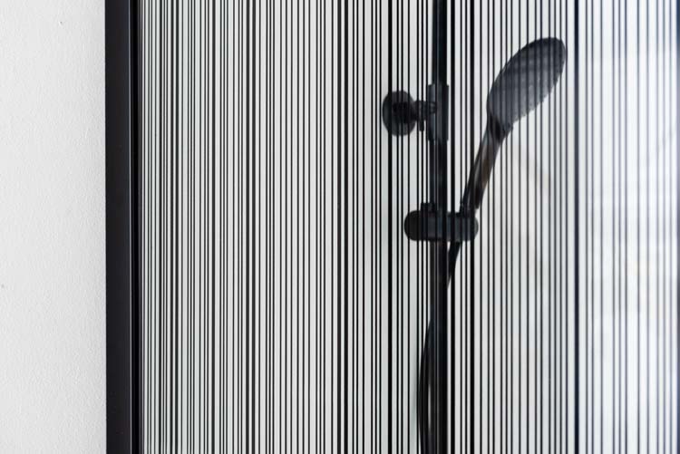 Paroi de douche Alec verre transparant avec lignes noir 117 x 200 cm