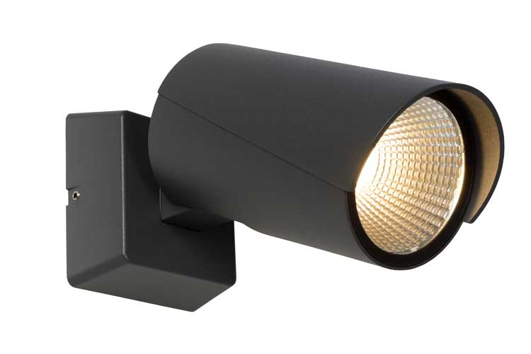 Lucide MANAL - Wandspot Buiten - LED - 1x12W 3000K - IP65 - Antraciet