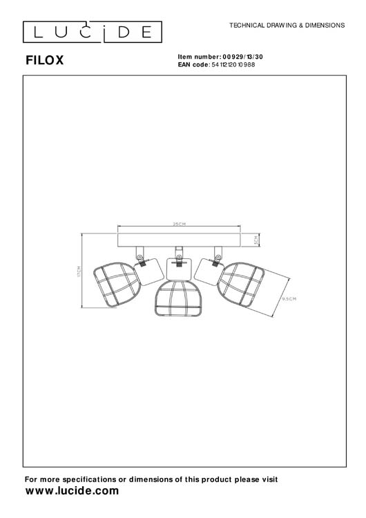 Lucide FILOX - Plafondspot - Ø 25 cm - 1xE27 - Zwart