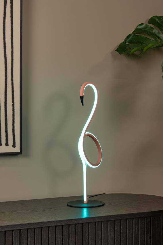 Lucide FLAMINGO - Lampe de table - LED Dim. - Rvb - Rose