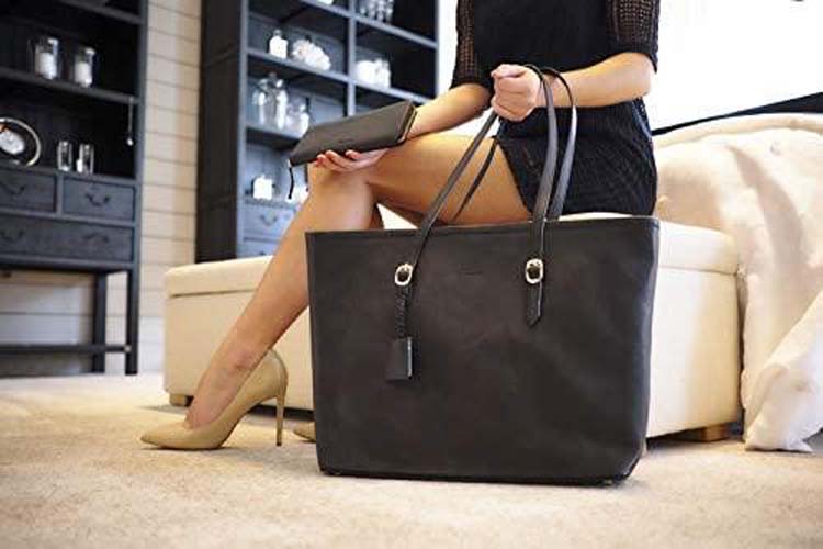 Luxe shopper handtas leder zwart Flamant