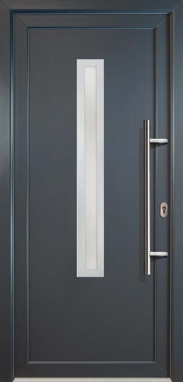 Porte extérieure pvc titan/blanche L 980 x H 2080 D Elvita