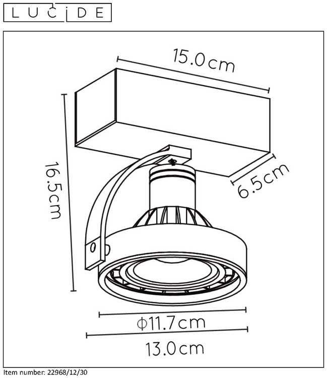 Lucide DORIAN - Plafondspot - LED Dim to warm - GU10 - 1x12W 3000K/2200K - Zwart