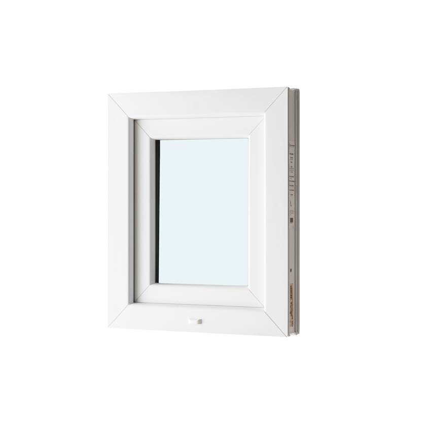 1-VL draaikiepraam pvc wit budget mat glas B500XH600 mm rechts