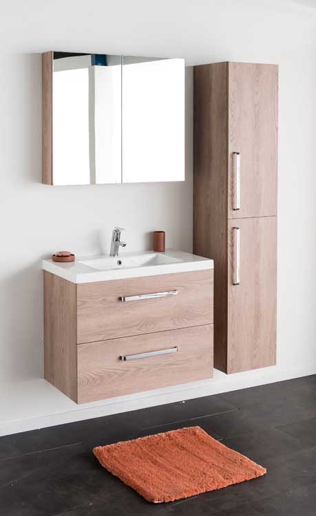 Meuble salle de bain Bison chêne 800mm,lavabo brillant