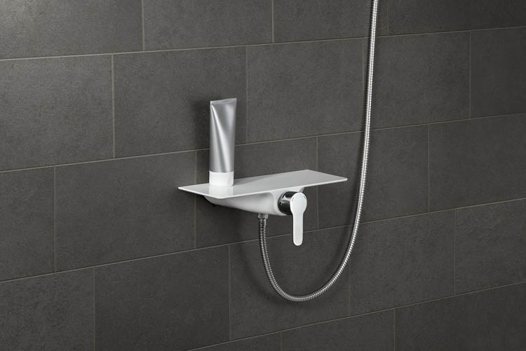 Robinet de douche avec planchet Wolf chrome/blanc