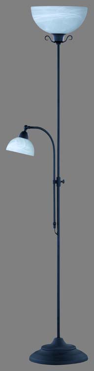 Vloerlamp met leeslamp roest/glas excl lamp LED mogelijk H185cm D30cm