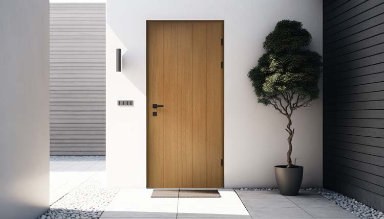 Porte extérieure meranti Duero verticale nature G SUR MESURE