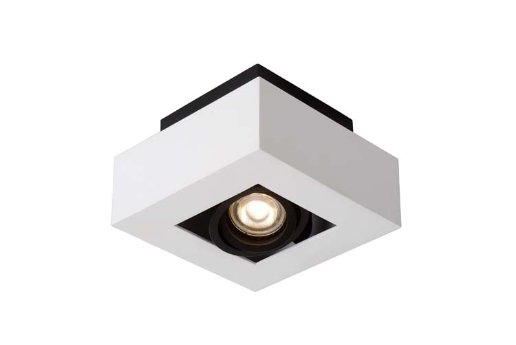 Plafondspot vierkant - LED - Dim to warm - GU10 - 5W 3000K/2200K - Wit/zwart