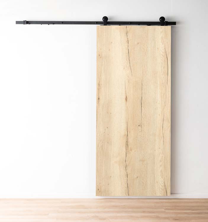 Porte coulissante realwood oak+rail antique noir 93x211.5cm