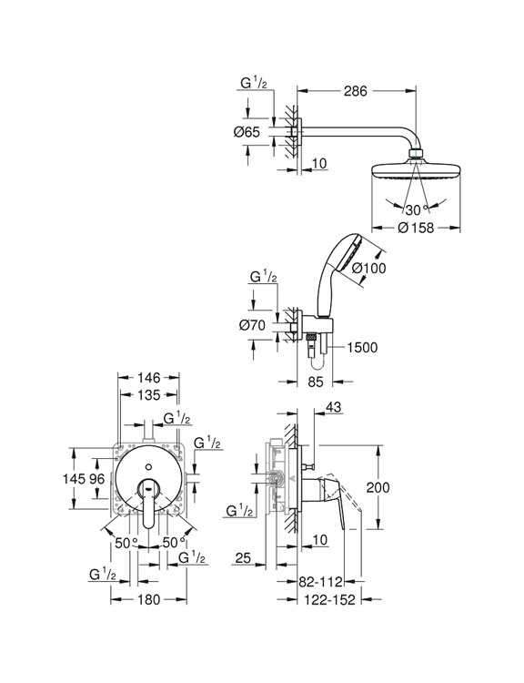 Doucheset inbouw Grohe Get Vitalio Start chroom