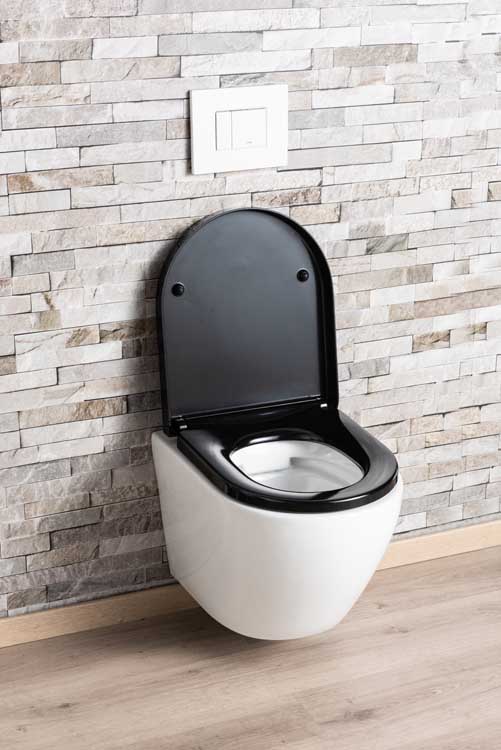 Toilette suspendu Gary blanc avec siège softclose noir