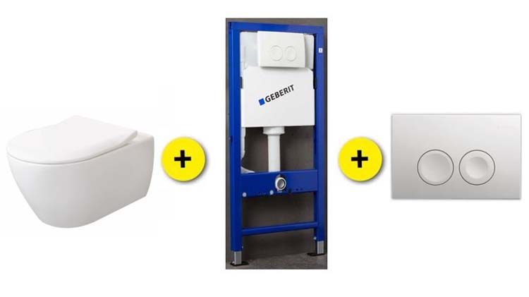 Toiletset Subway wit incl wc-bril + inbouwres UP100 + drukplaat wit