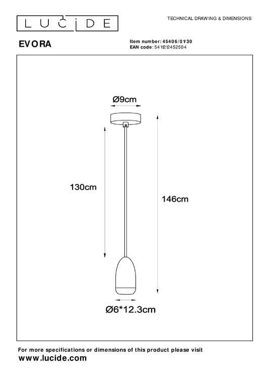 EVORA - Hanglamp - Ø 10 cm - 1xGU10 - Zwart