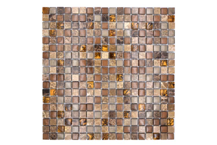 Mosaïque verre mix beige/brune 30 x 30 cm