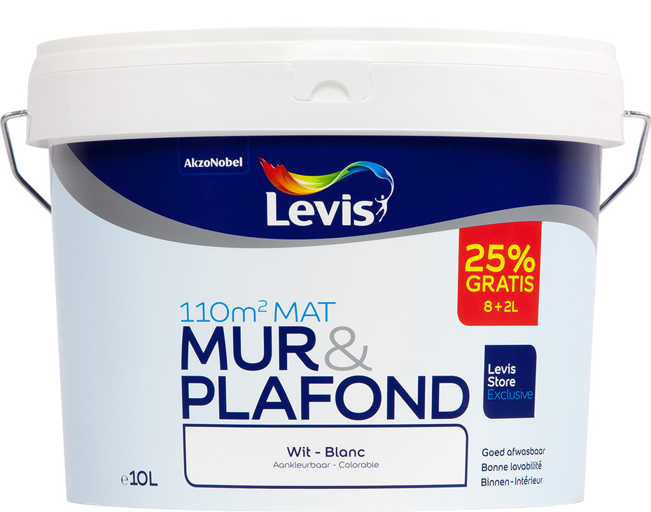 Levis muur en plafond wit mat 8L+25% GRATIS