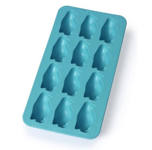 Moule à glaçons pingouins bleu avec couvercle silicone