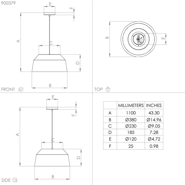 Lampe suspendue Asir gris E27 D380mm