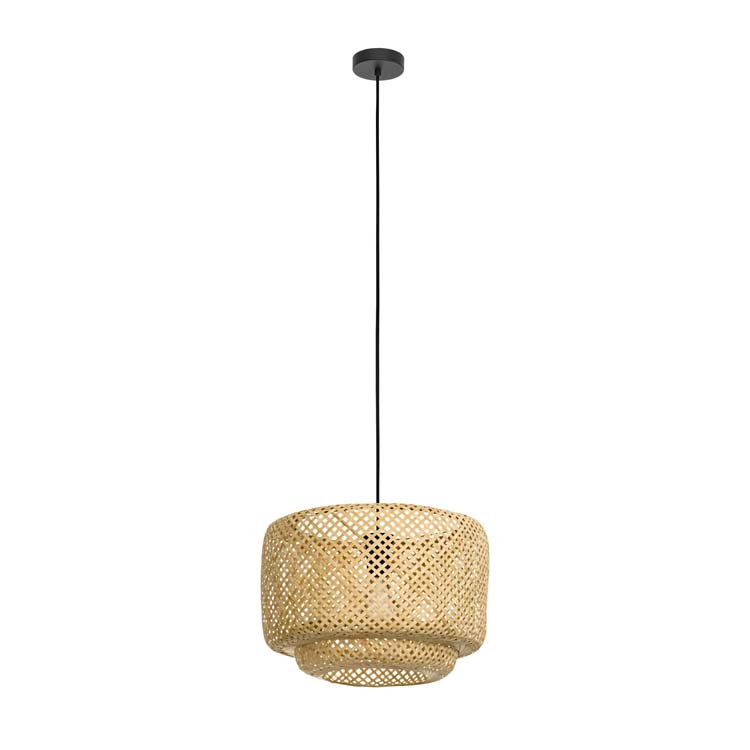 Lampe suspendue Hetto 1xE27 noir/bamboo