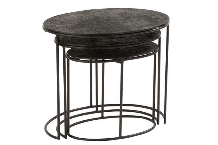 Table d'appoint alu noire jute large