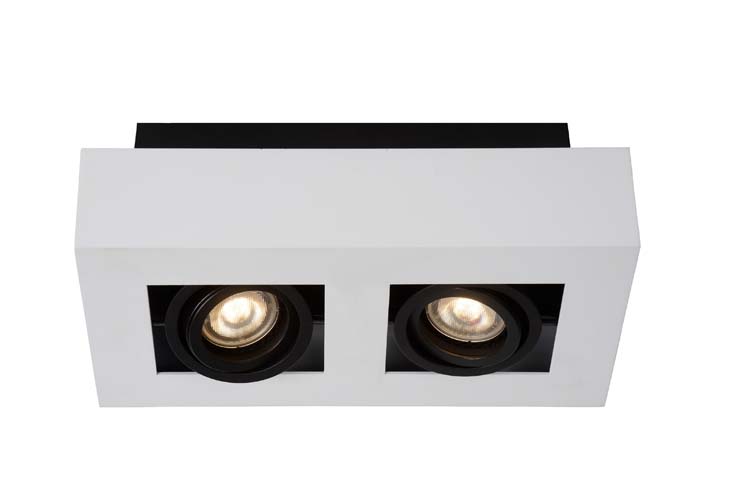 Lucide XIRAX - Spot plafond - LED Dim to warm - GU10 - 2x5W 2200K/3000K - Blanc