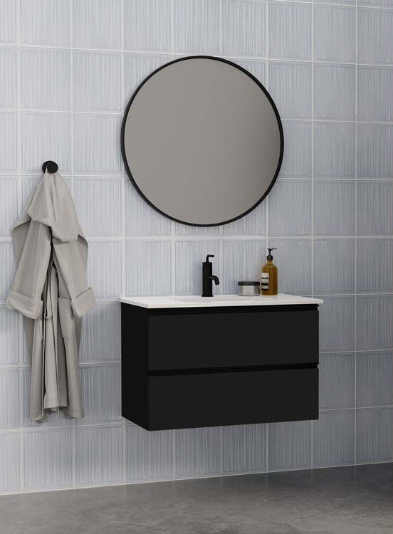 Meuble de salle de bain Romy noir mat 800 mm