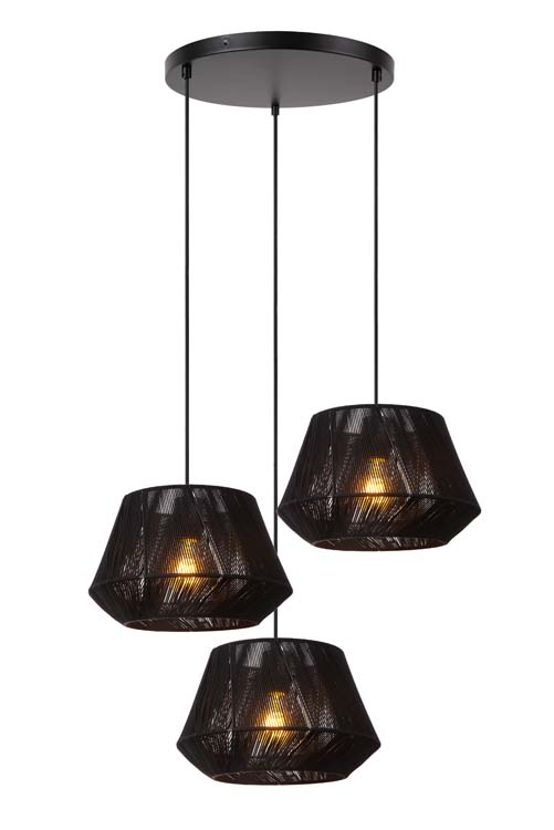 Lucide JESSICA - Hanglamp - Ø 35,5 cm - 3xE27 - Zwart