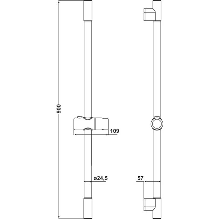 Douchestang Cato 90 cm verstelbaar chroom