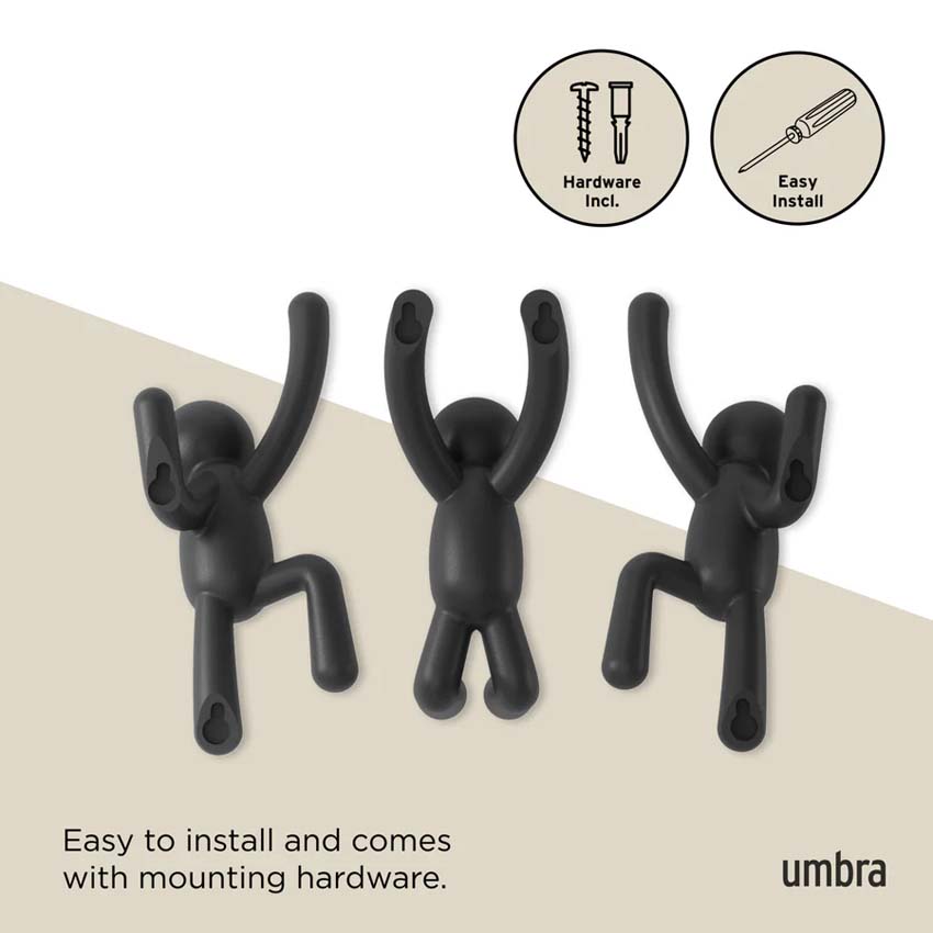 Ensemble de 3 patères Umbra Buddy noir