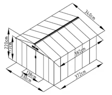 Maison de jardin Semois XL 340 x 382 x 210 cm 