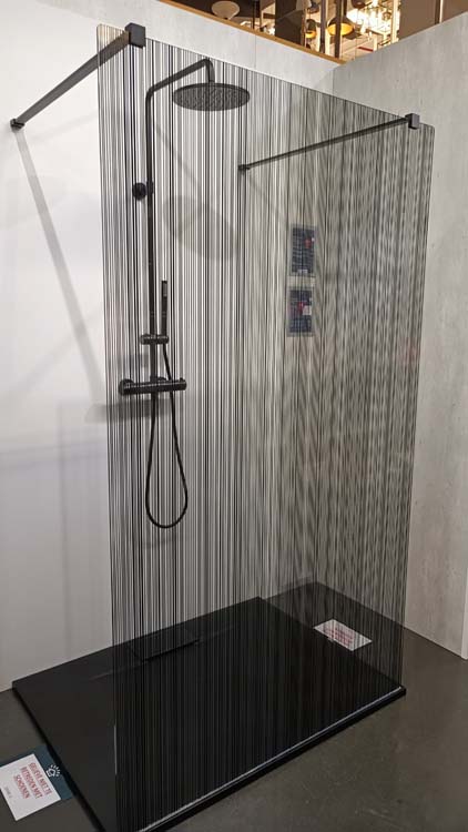 Paroi de douche Alec verre transparant avec lignes noir 117 x 200 cm