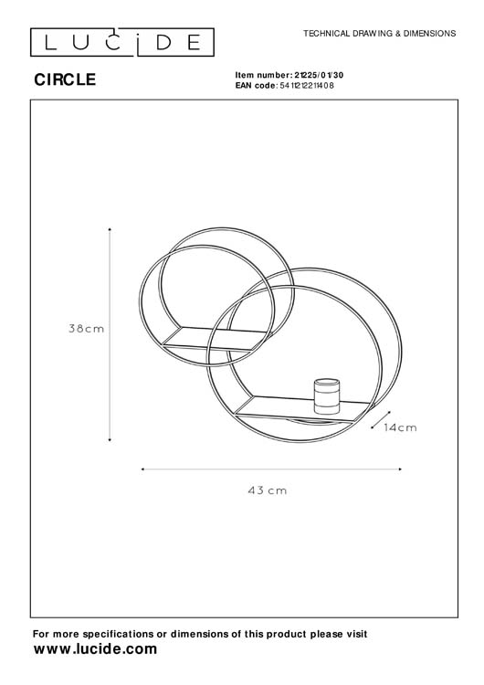 Lucide CIRCLE - Wandlamp - 1xE27 - Zwart