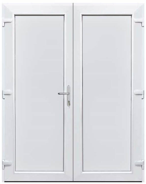 Porte extérieure pvc anthra/blanche double panneau plein G SUR MESURE