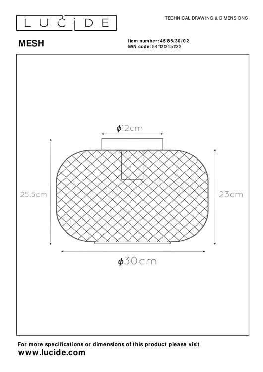 Lucide MESH - Applique murale - Ø 30 cm - E27 - Or Mat