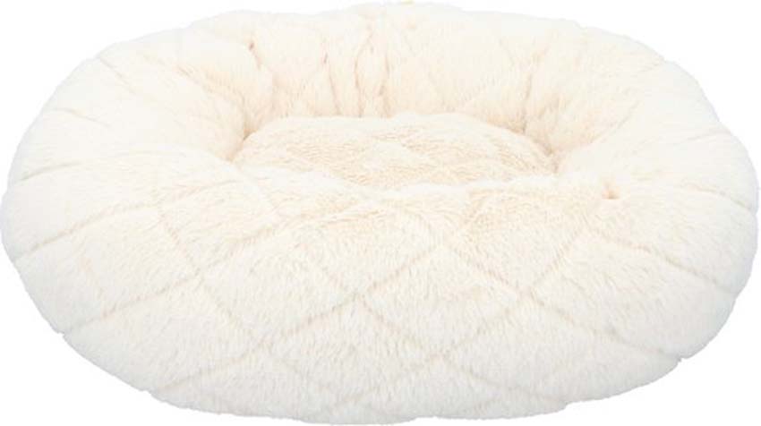 Coussin peluche rond à carreaux beige 46cm