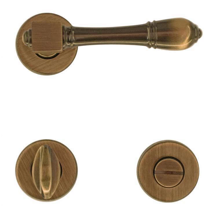 Poignée de porte luciana bronze avec serrure toilette