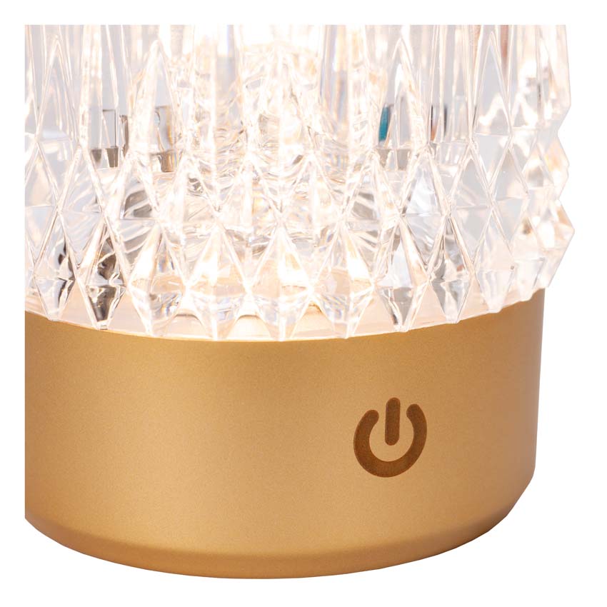 Lucide LILY - Oplaadbare Tafellamp - Accu/Batterij - Ø 8 cm - LED Dim to warm - 1x3W 2700K/3000K - Mat Goud / Messing - Set van 3