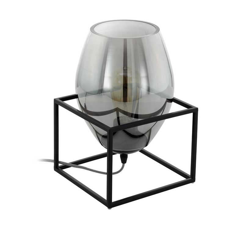 Lampe de table E27 - 40W - Noir/verre rouille