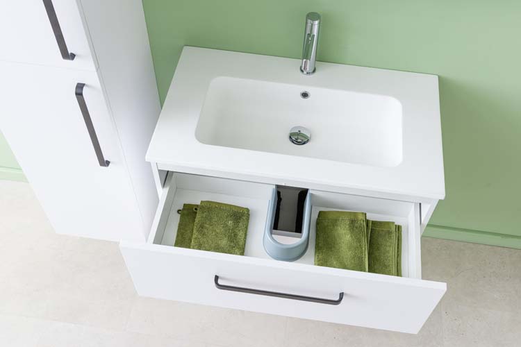 Meuble de salle de bain Bison laqué blanc mat 800 mm lavabo mat